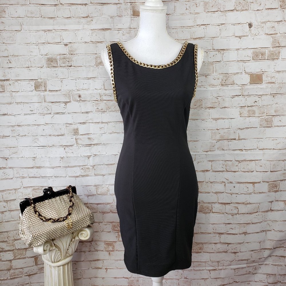 NWT Symphony Fashion M Black Bodycon Chain Dress